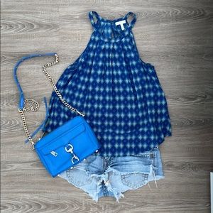 ❤️ Joie gorgeous blue pattern silk pleated cami top NWOT